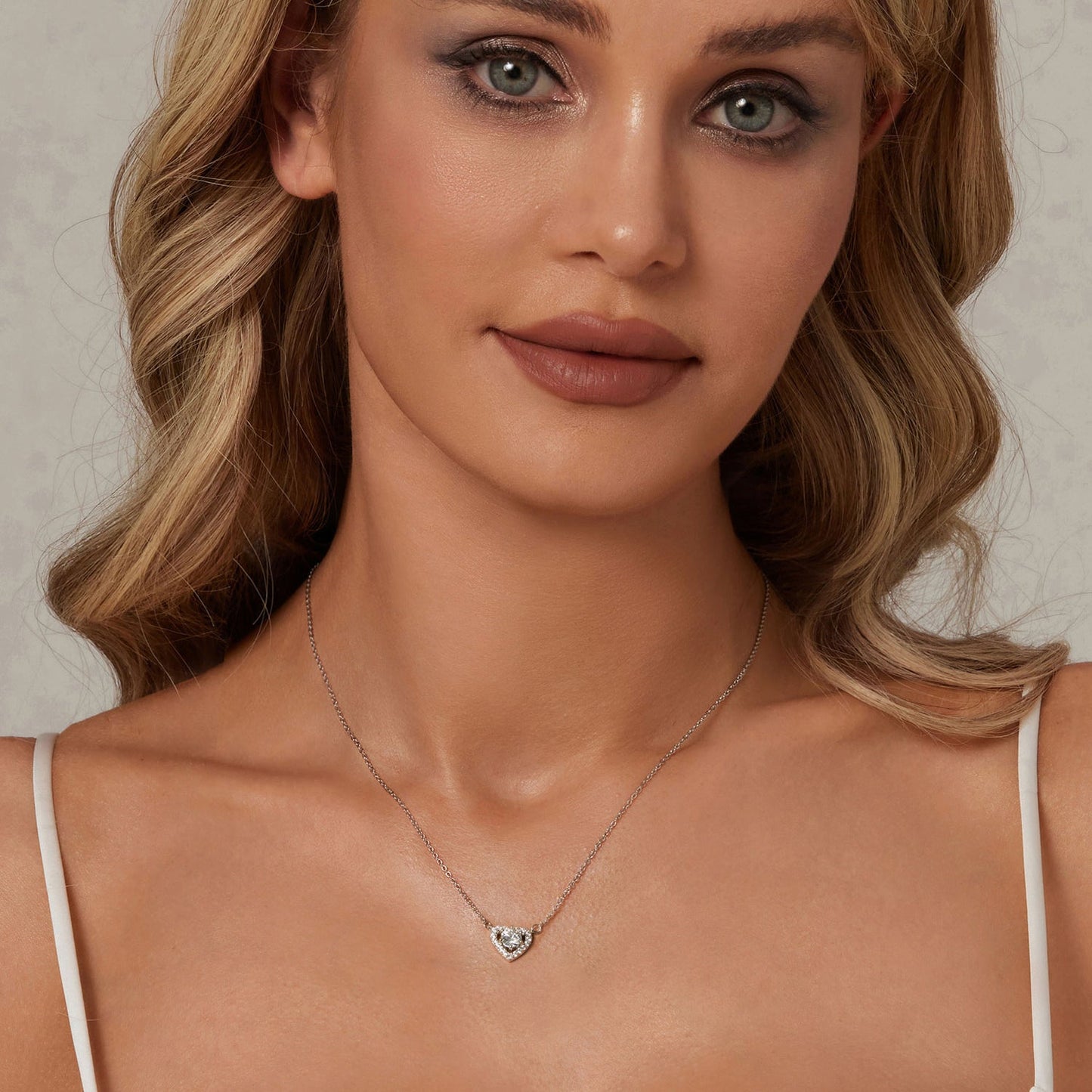 925 Sterling Silver Moissanite 0.5 Carat Necklace with CZ for Women
