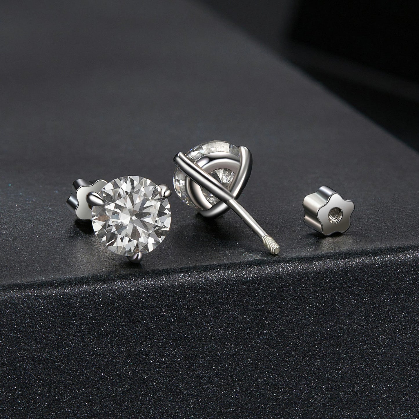 925 Sterling Silver Moissanite Earring 0.7cm White Gold Plated for Women
