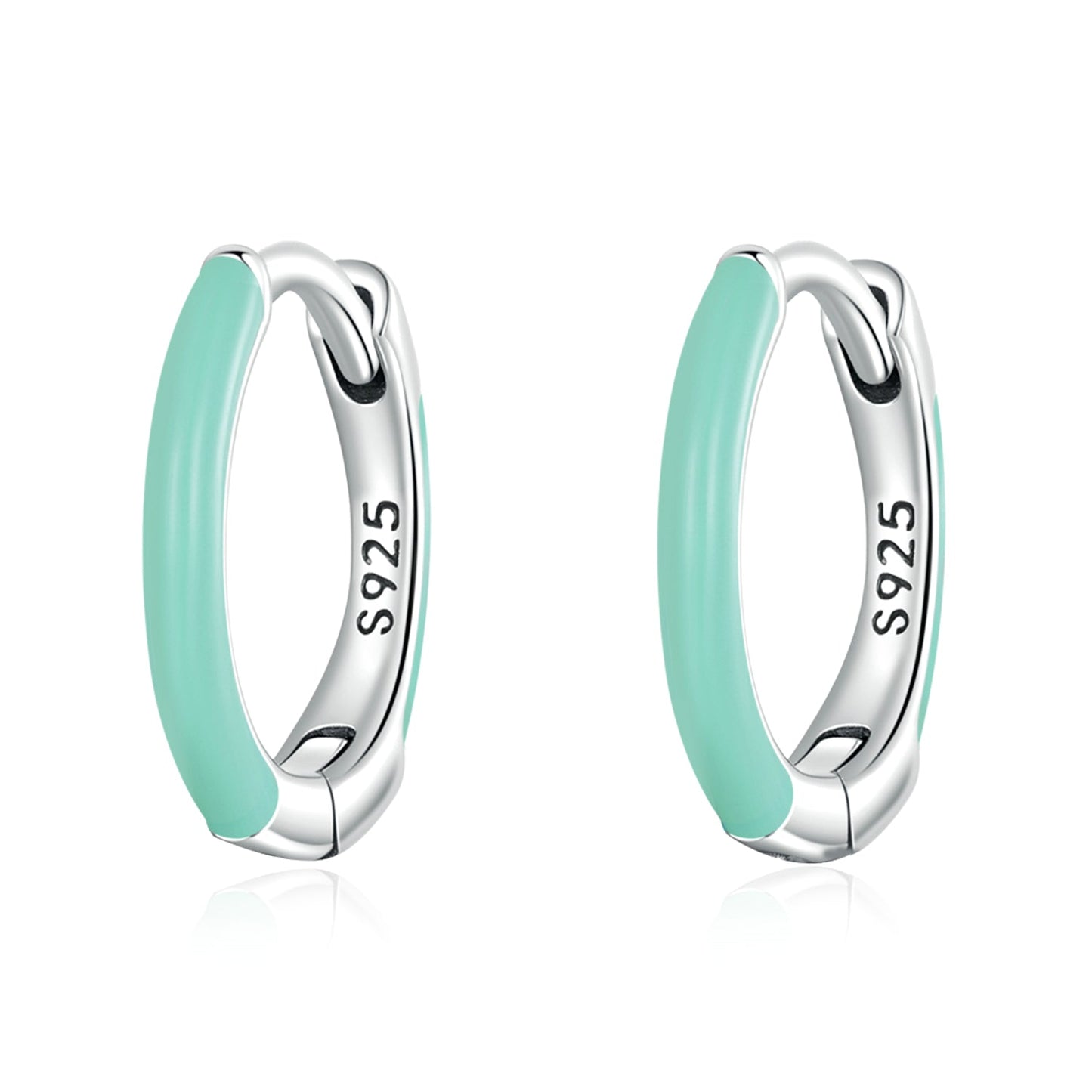 925 Sterling Silver Earrings with Enamel Finish, 1.2cm for Women