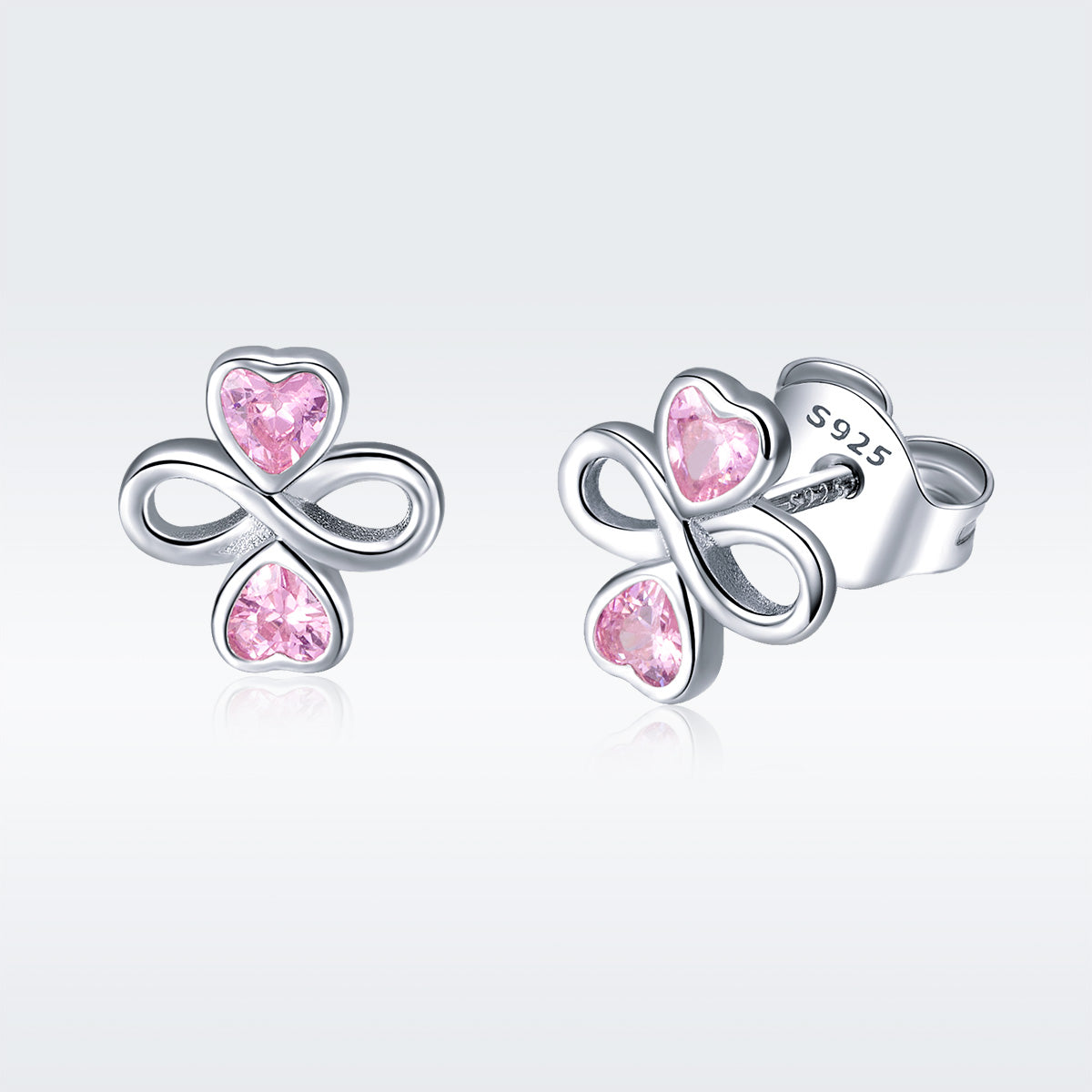925 Sterling Silver Platinum Plated Pavé Setting CZ Earrings