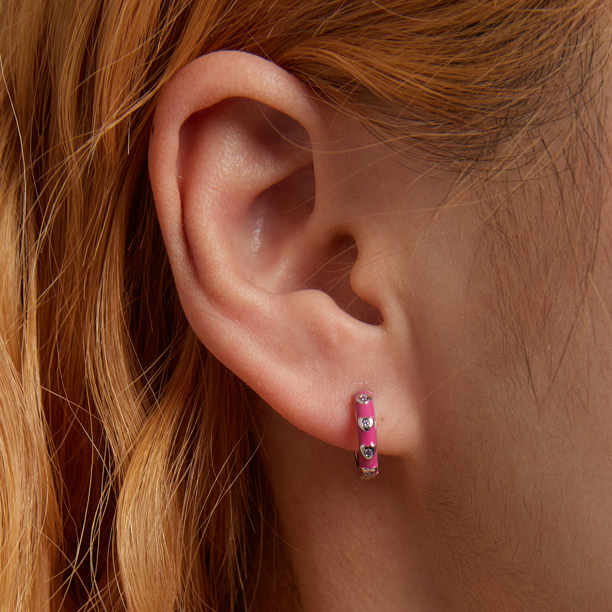 925 Sterling Silver Enamel CZ Earrings for Women, 1.2*0.3cm, Platinum Plated