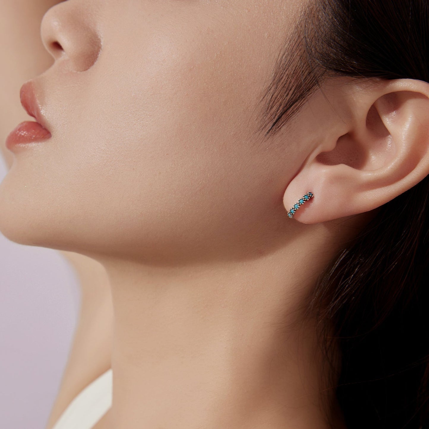 925 Sterling Silver Turquoise Earrings for Women 1.4x0.5cm