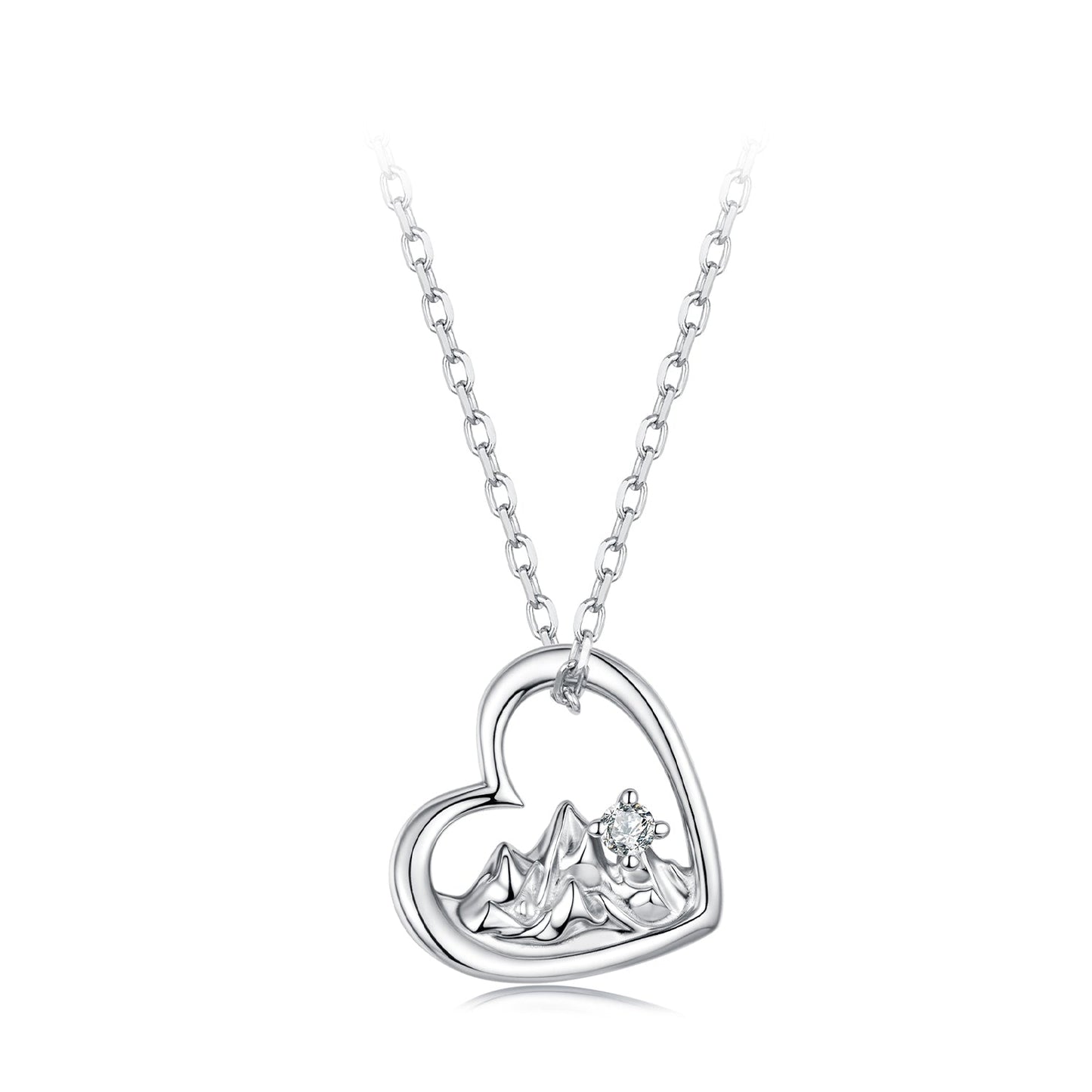 925 Sterling Silver White Gold Plated Necklace with CZ 40+5cm for Women