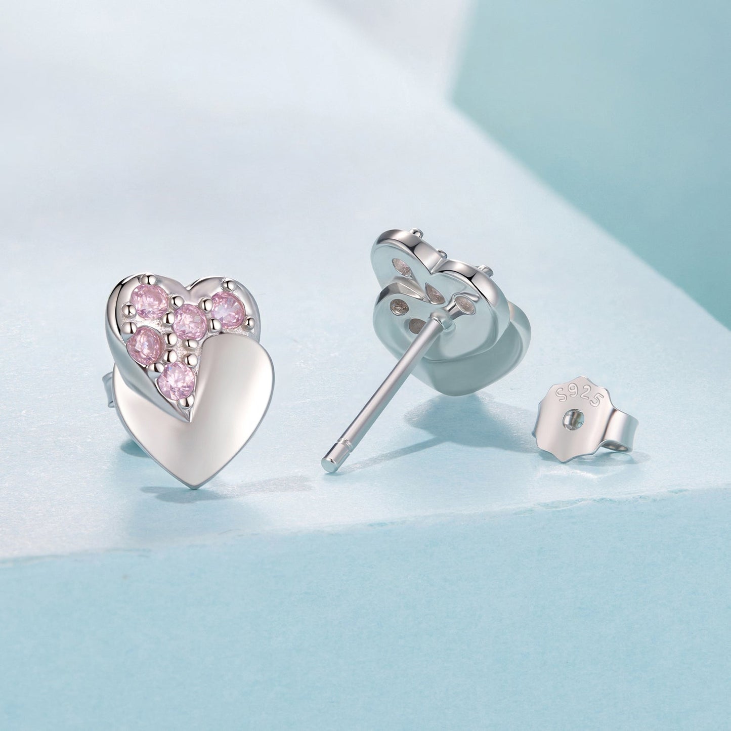 925 Sterling Silver White Gold Plated CZ Earrings 1.0x0.7cm for Women