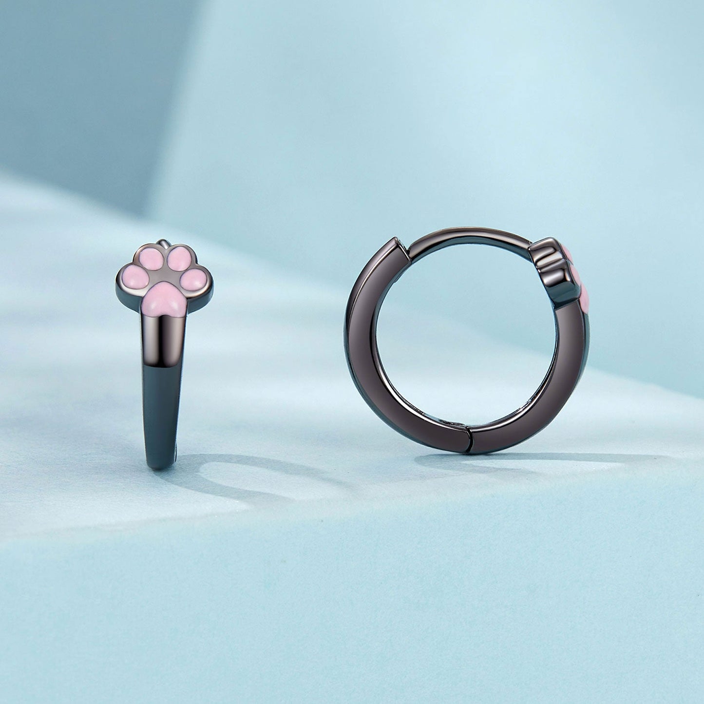 925 Sterling Silver Earrings with Black Gold Plating and Enamel Finish