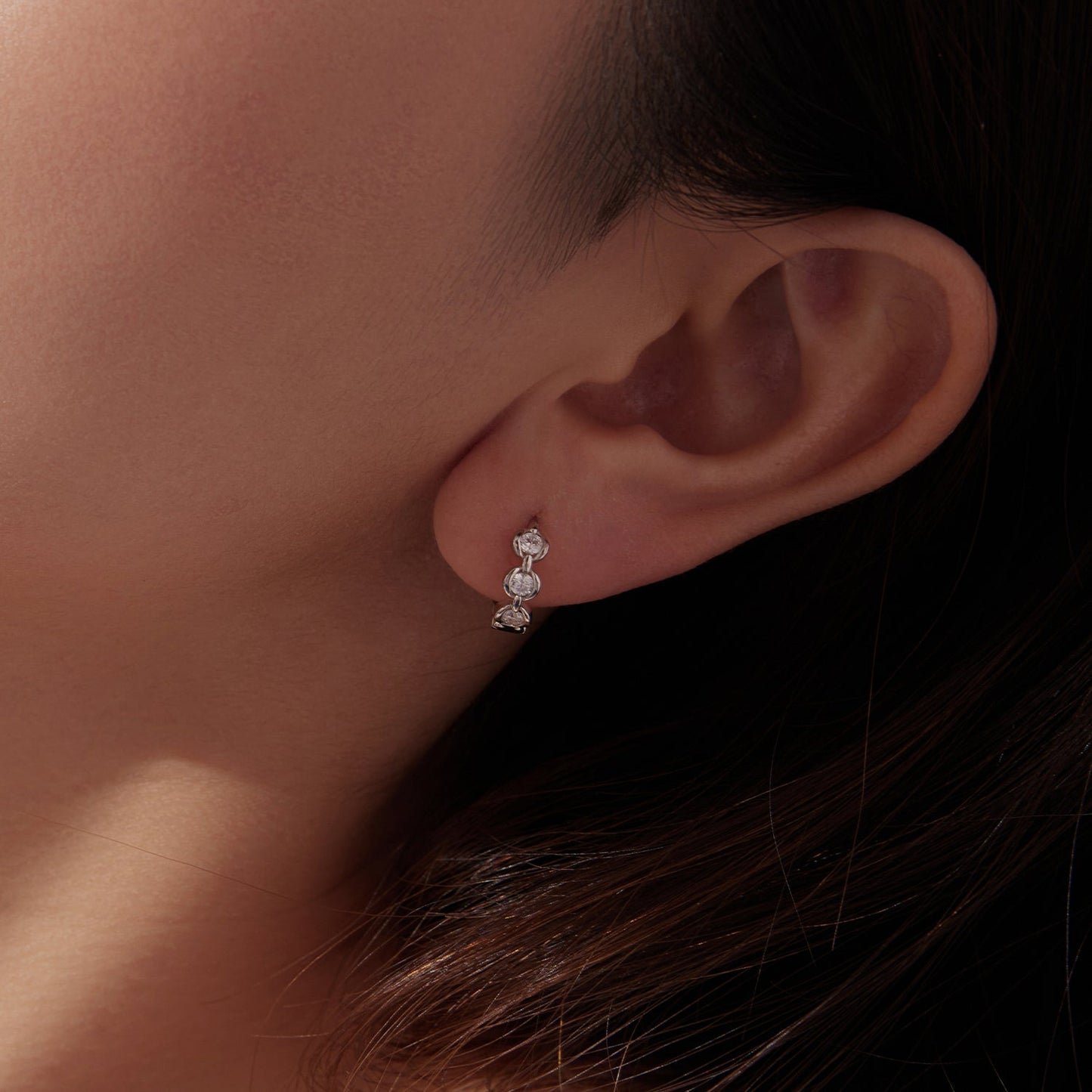 925 Sterling Silver 0.25 Carat Moissanite Hoop Earrings for Women