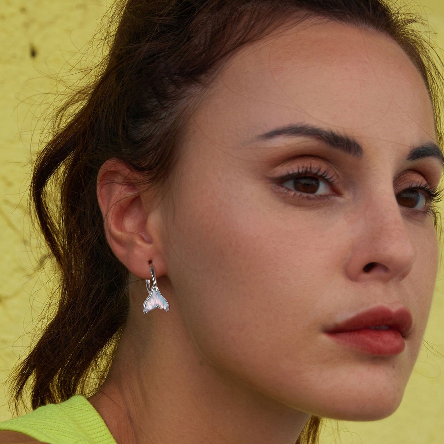 925 Sterling Silver Transparent Glass Earrings for Women