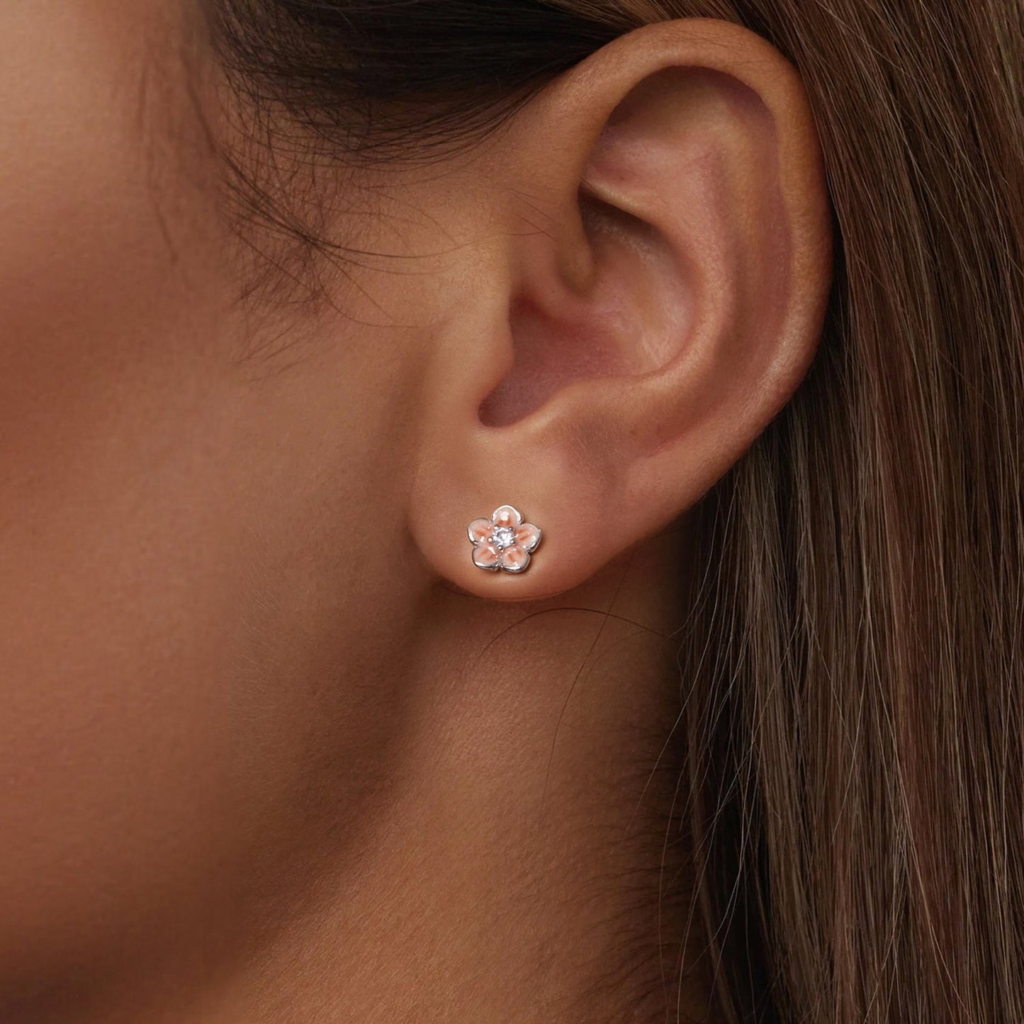 925 Sterling Silver Earrings with White Gold Plating and Pavé Setting CZ