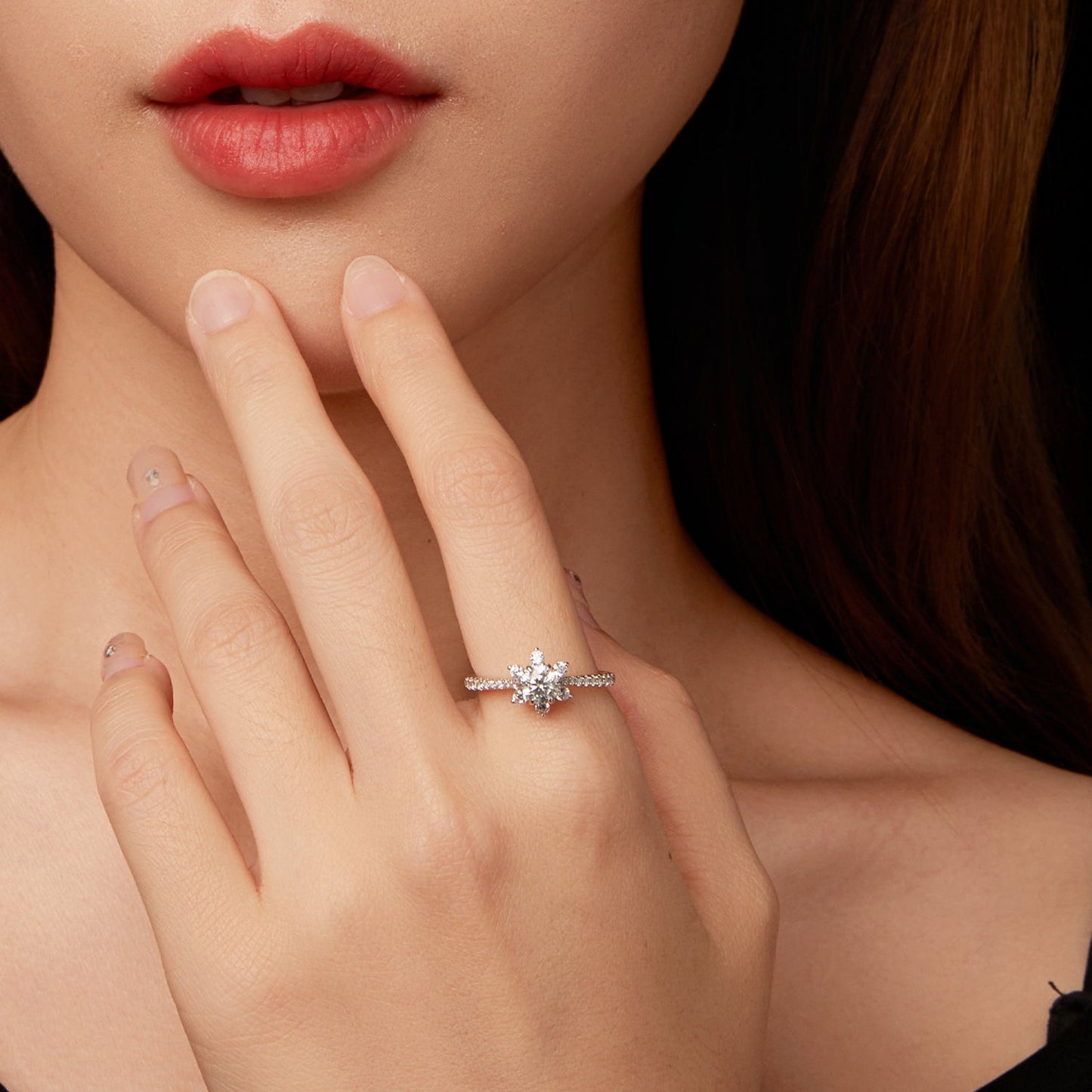 925 Sterling Silver Pavé Moissanite Ring with CZ - Size 6