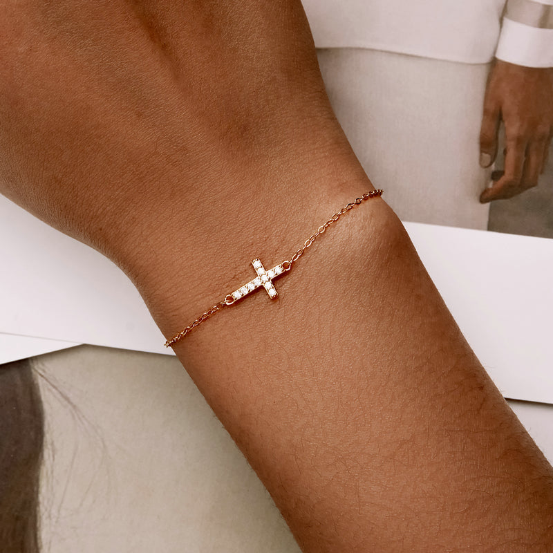925 Sterling Silver Bracelet with Pavé Setting CZ, 155+25mm for Women