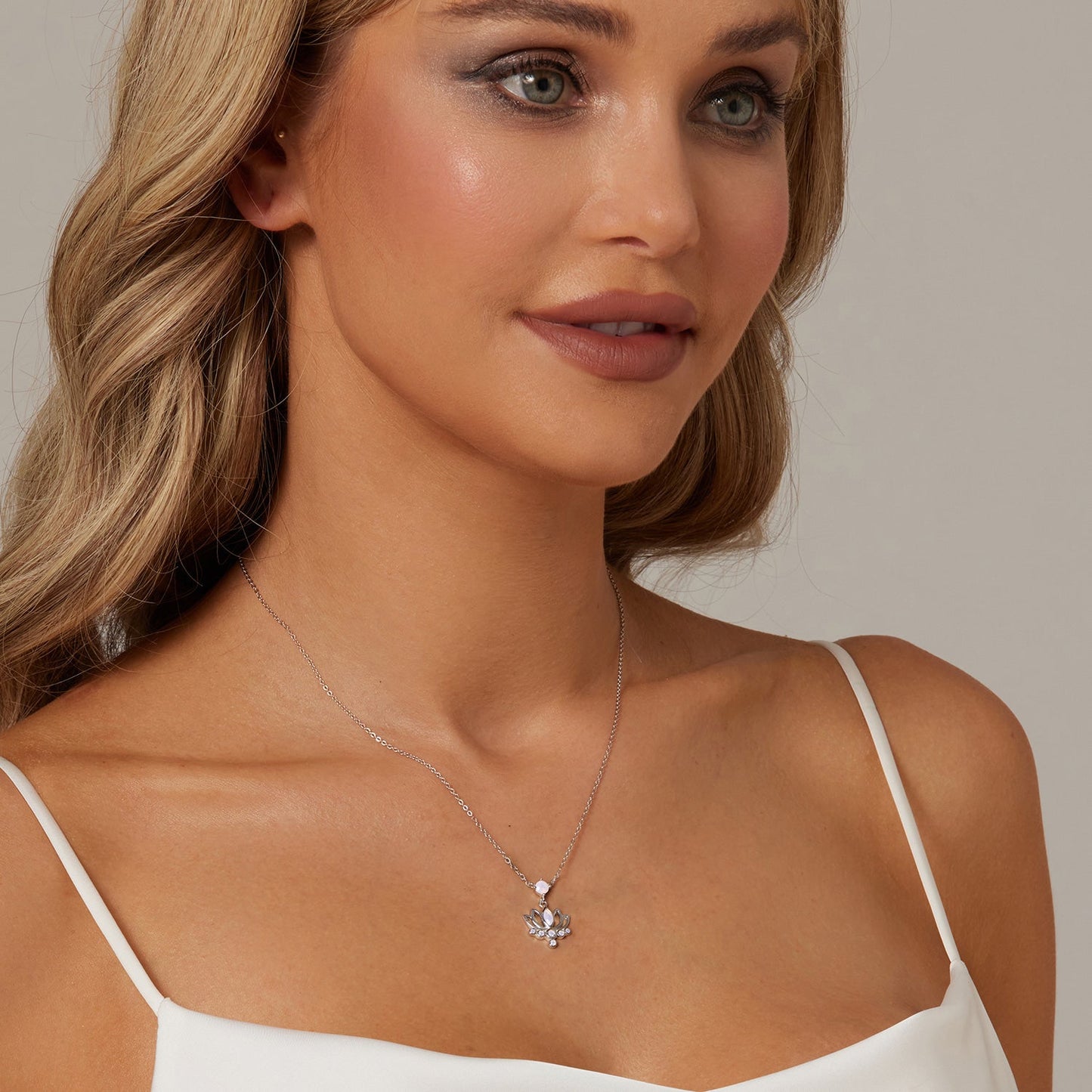 925 Sterling Silver Opal Nanometer Stone Necklace for Women