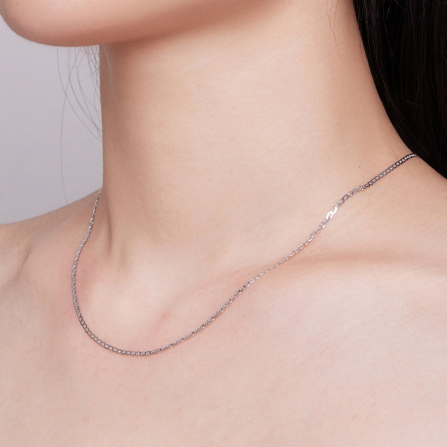 925 Sterling Silver Plated Platinum 45cm Necklace