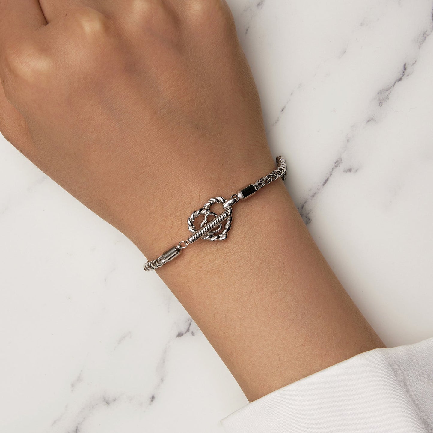 925 Sterling Silver 3.0mm Plated Platinum Bracelet Size 17.0 for Women