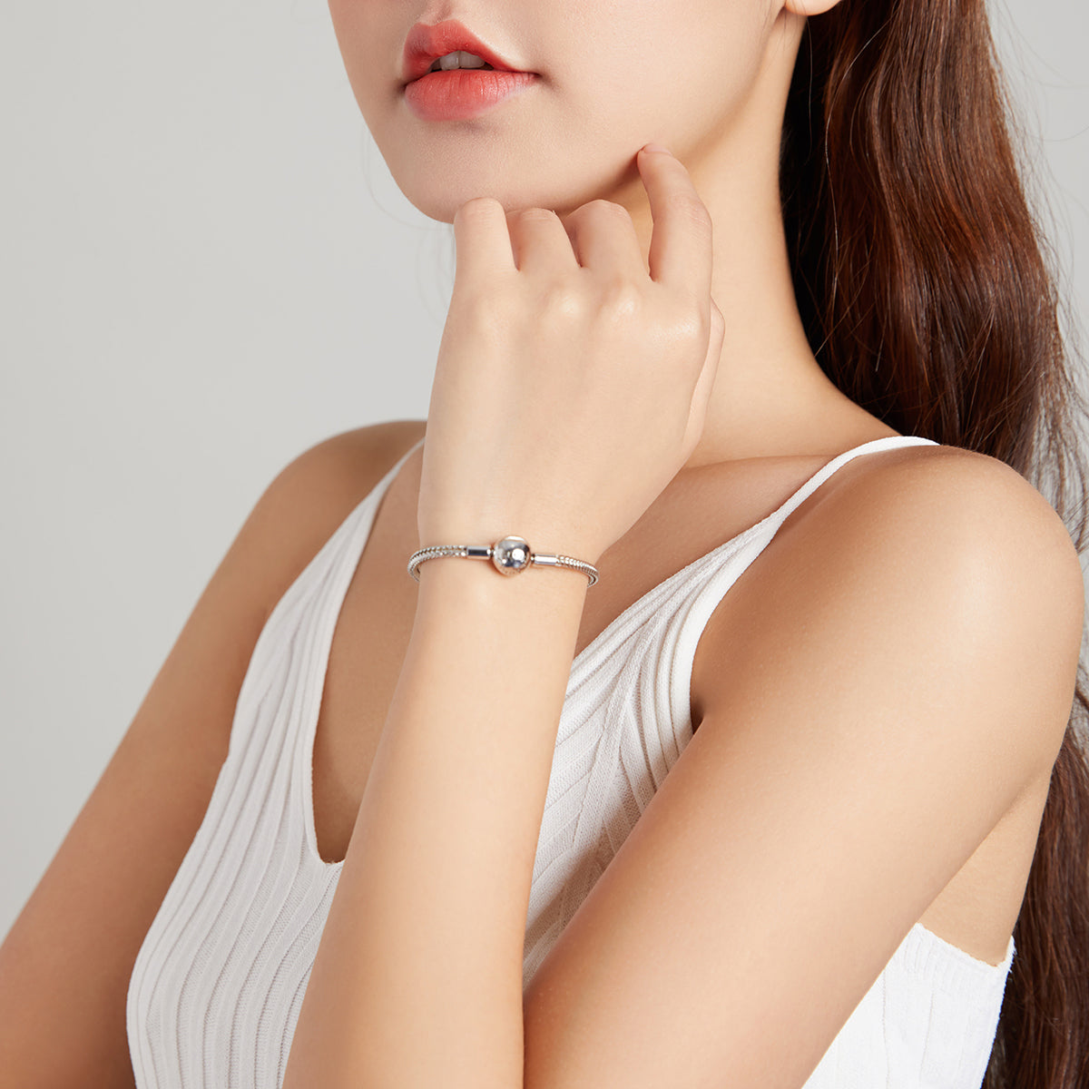925 Sterling Silver Plated Platinum 17cm Bracelet for Men