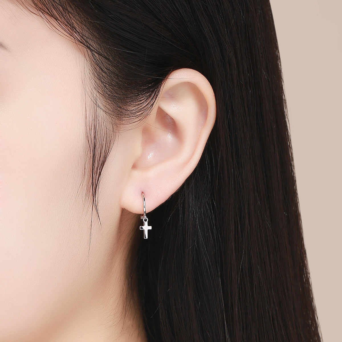 925 Sterling Silver Earrings Plated Platinum 1.9*0.5cm for Women