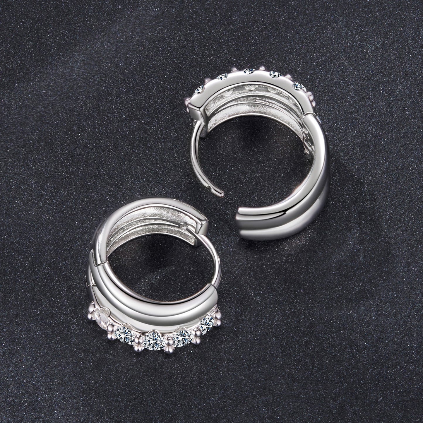 925 Sterling Silver Moissanite 0.06 Carat White Gold Plated Earrings for Women