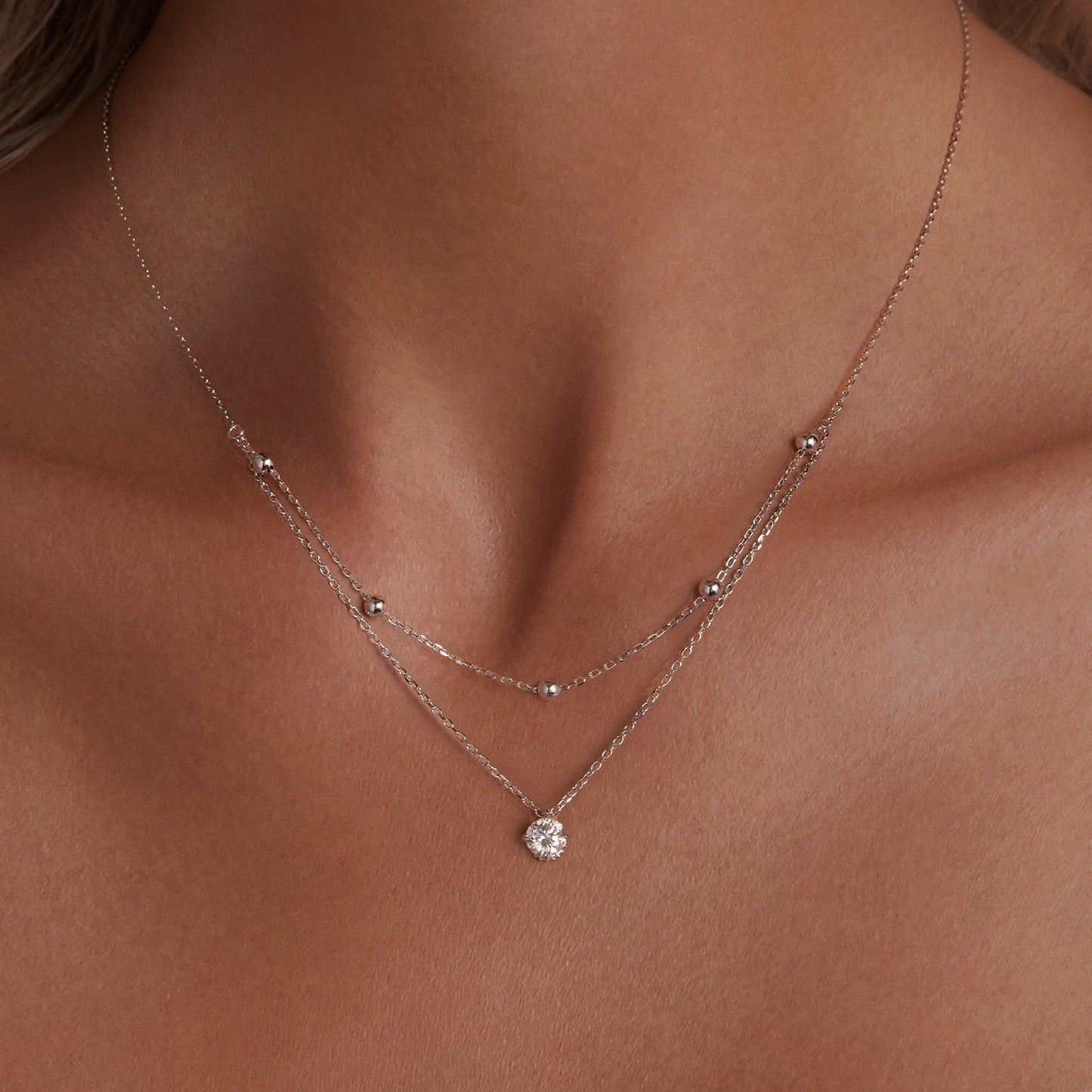 925 Sterling Silver Plated Platinum 5.0mm Moissanite Necklace for Women