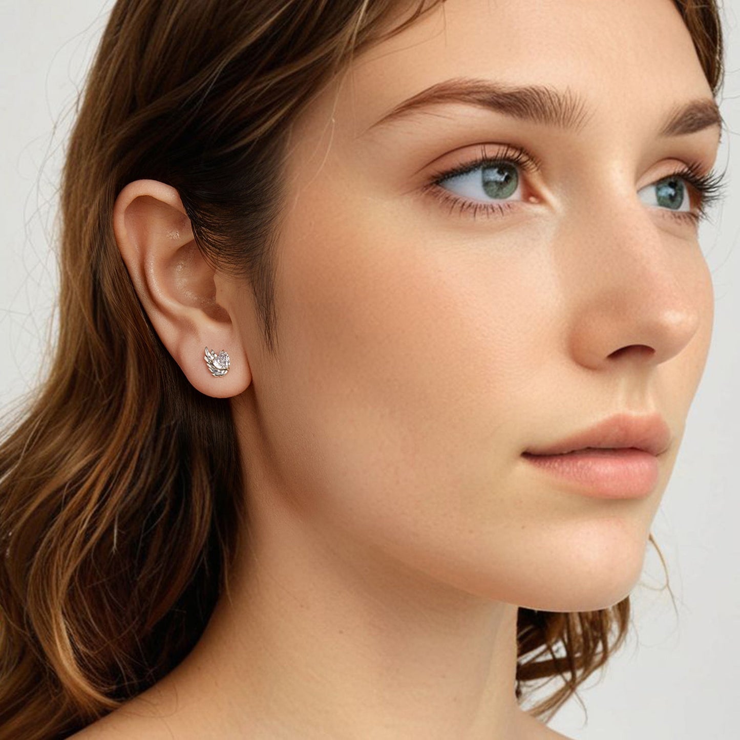 925 Sterling Silver Earrings with Pavé Setting CZ in Oxidized Silver - 1.0*0.7cm