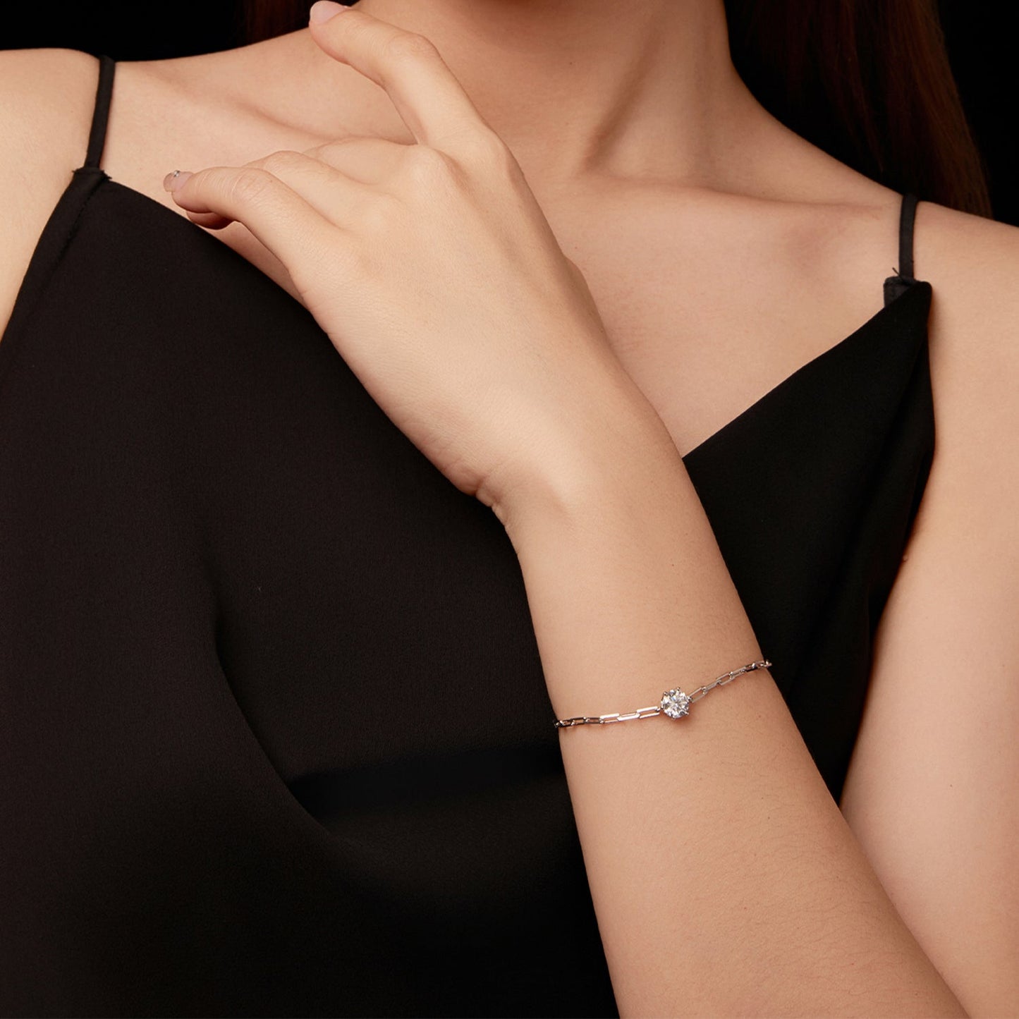 925 Sterling Silver Plated White Gold Moissanite Bracelet 15+6cm for Women
