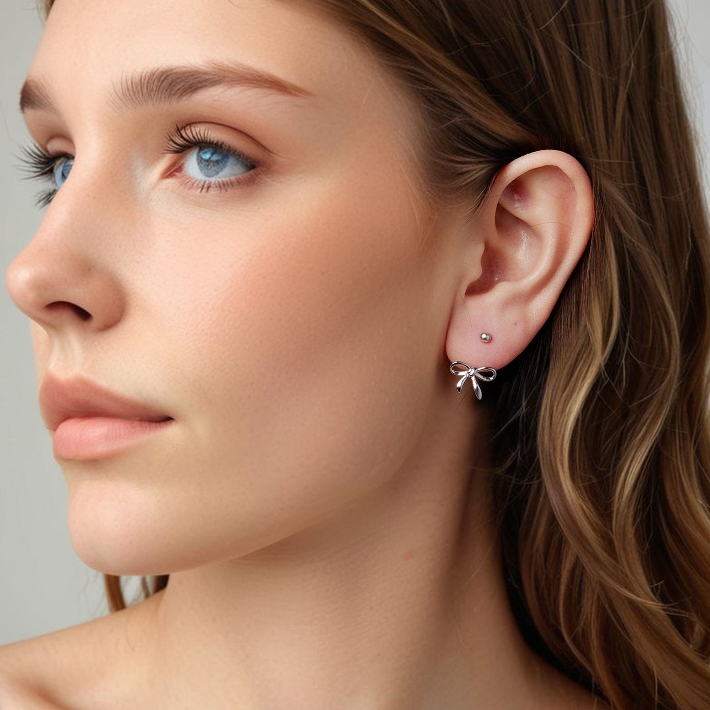 925 Sterling Silver Earrings with White Gold Plating - 1.0*1.3 cm