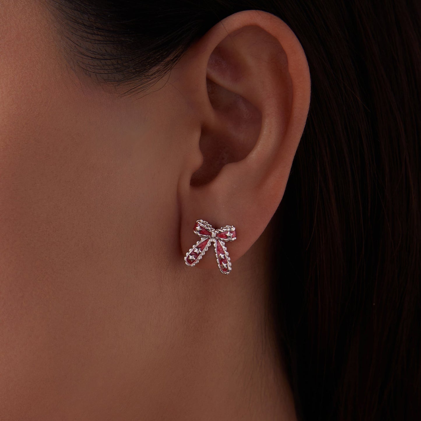 925 Sterling Silver Earrings with Enamel Process in White Gold Plating for Women