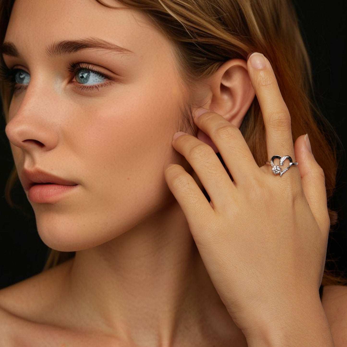 925 Sterling Silver Moissanite Heart-Shaped Ring Size 7 for Women