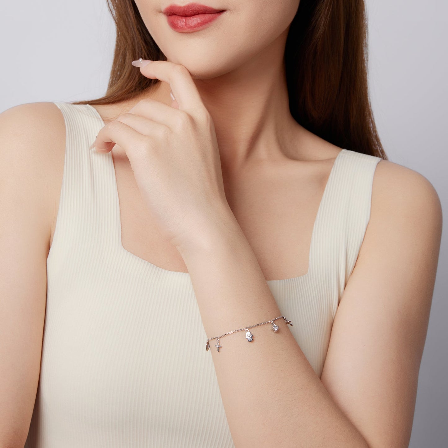 925 Sterling Silver Bracelet with Plated White Gold and Pavé Setting CZ