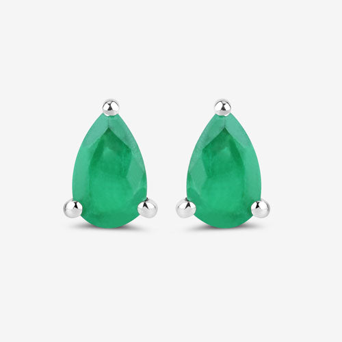 0.70 Carat Genuine Zambian Emerald 10K White Gold Earrings