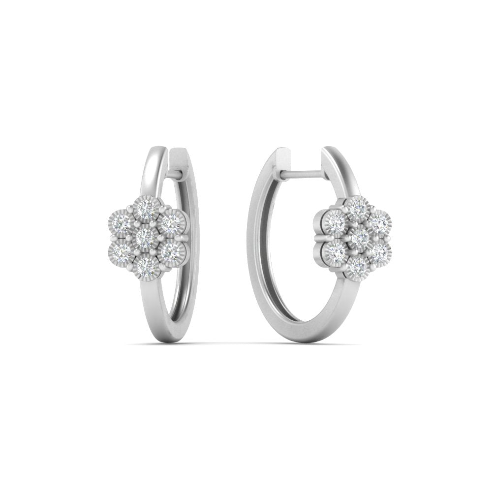 Flower Small 2 Tone Hoop Huggie Earrings