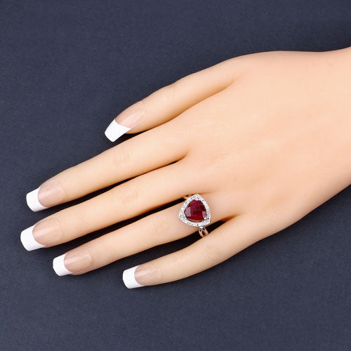 3.25 Carat Dyed Ruby and White Topaz .925 Sterling Silver Ring
