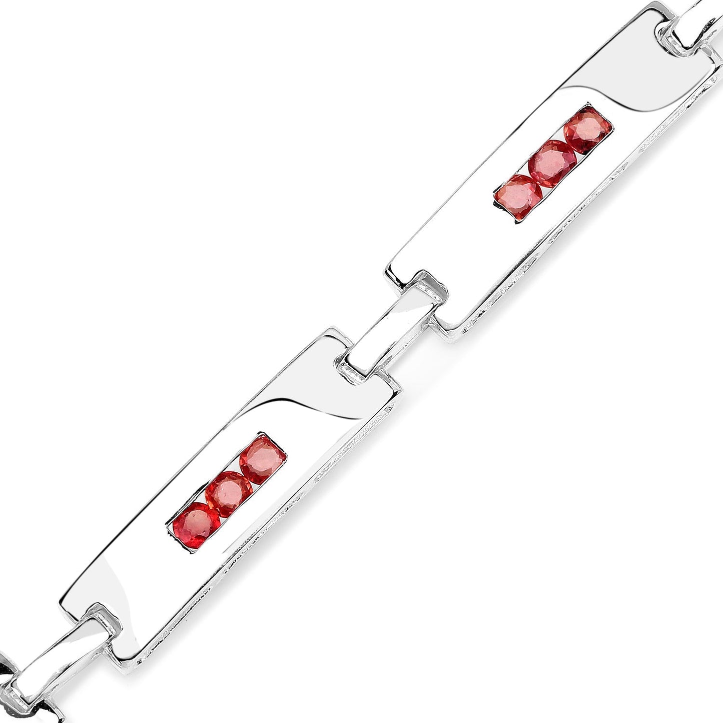 2.52 Carat Genuine Orange Sapphire .925 Sterling Silver Bracelet