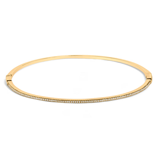 14K Yellow Gold 1/3 Cttw Diamond Half Eternity Bangle Bracelet (I-J Color, I2-I3 Clarity) - 7.75" Inches