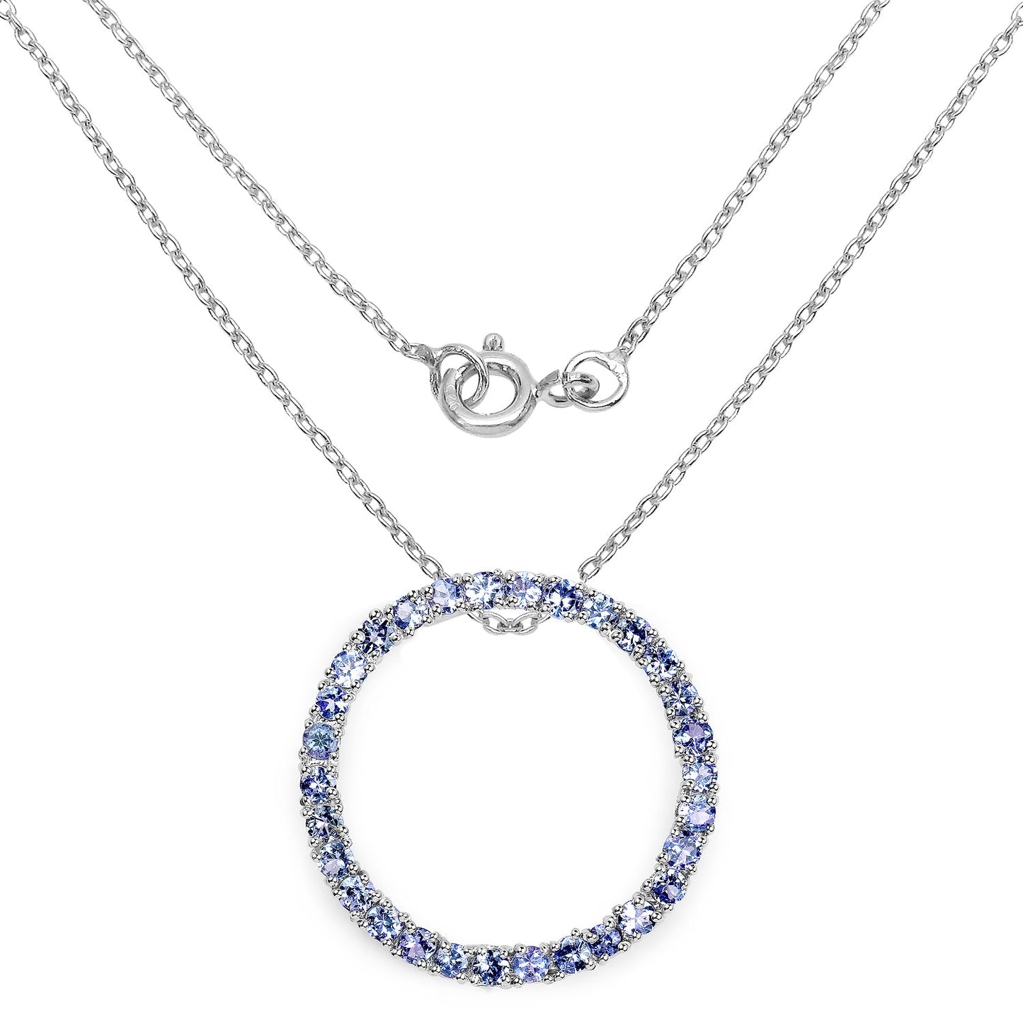 3.00 Carat Genuine Tanzanite .925 Sterling Silver Pendant