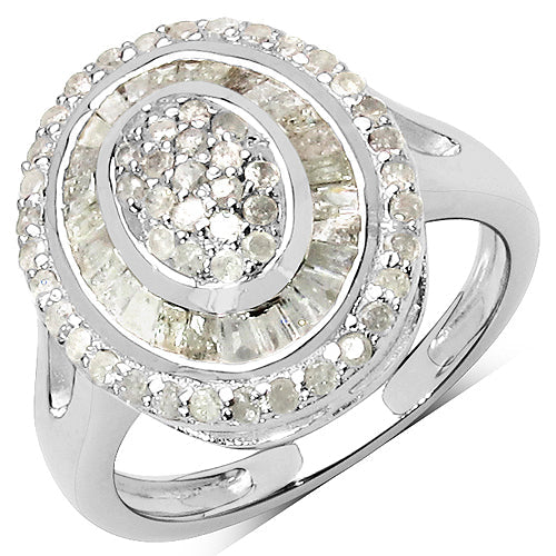 1.08 Carat Genuine White Diamond .925 Sterling Silver Ring