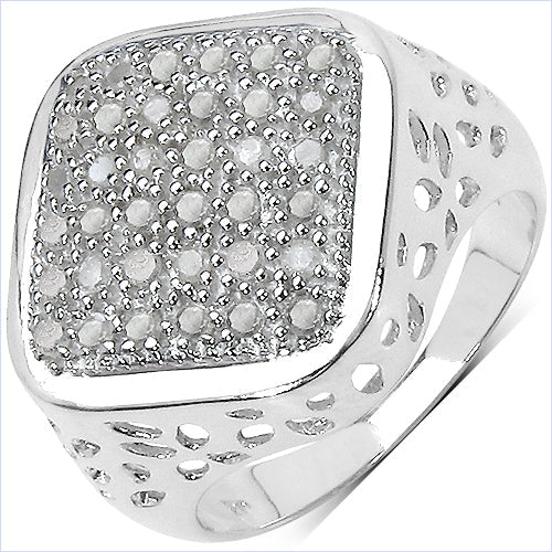 0.54 Carat Genuine White Diamond .925 Sterling Silver Ring