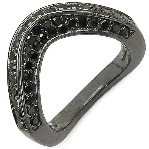 1.02 Carat Genuine Black Diamond .925 Sterling Silver Ring