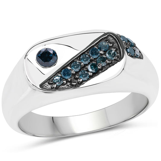 0.31 Carat Genuine Blue Diamond .925 Sterling Silver Ring