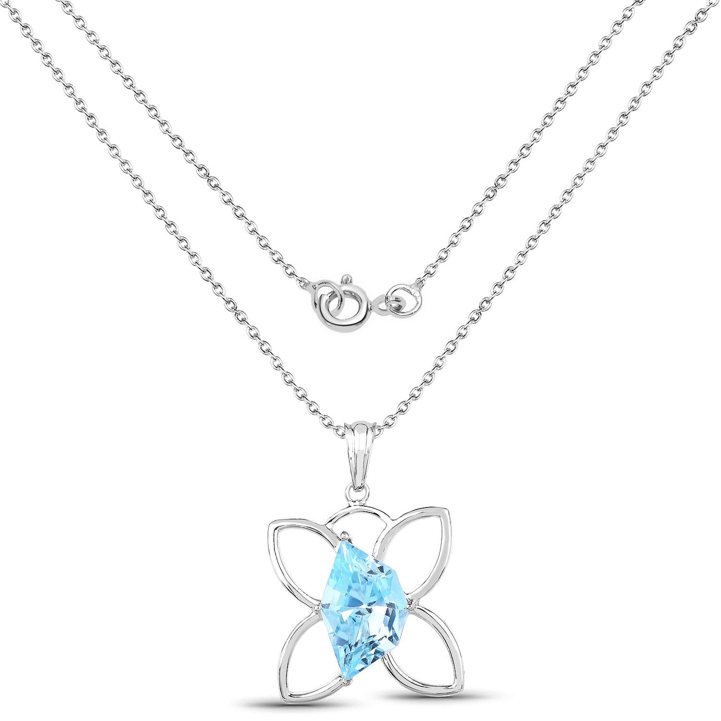 10.58 Carat Genuine Swiss Blue Topaz .925 Sterling Silver Pendant