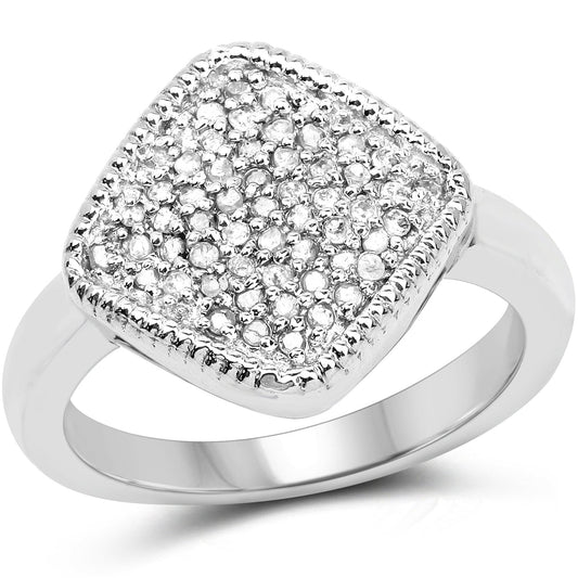 0.23 Carat Genuine White Diamond .925 Sterling Silver Ring
