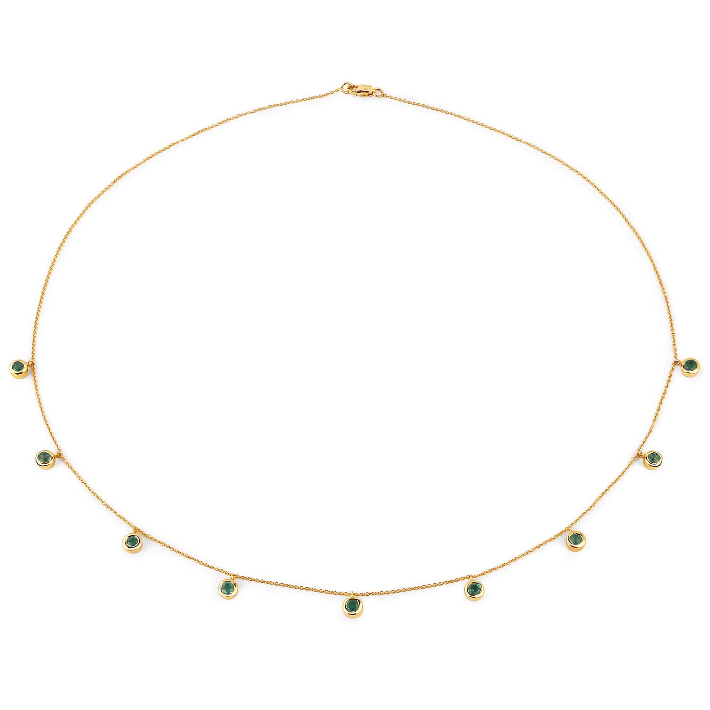 0.90 Carat Genuine Zambian Emerald 10K Yellow Gold Necklace