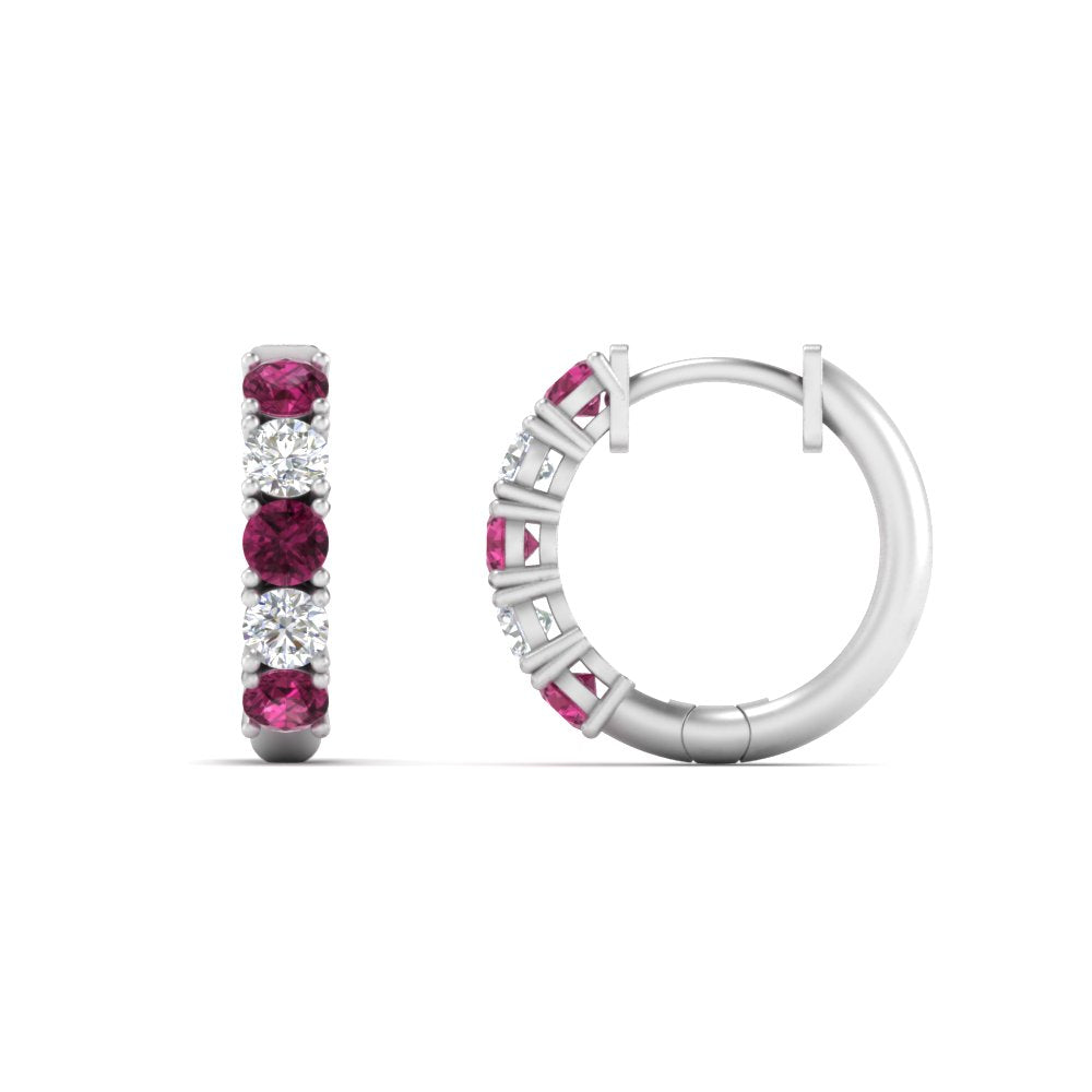Sparkle 5 Stone Hoop Earrings