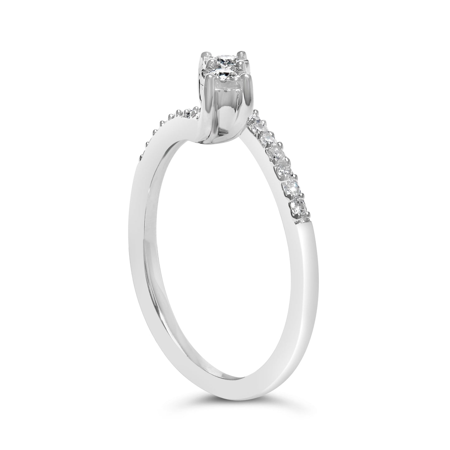 10K White Gold 1/4 Cttw Two-Stone Diamond Bypass Engagement Ring