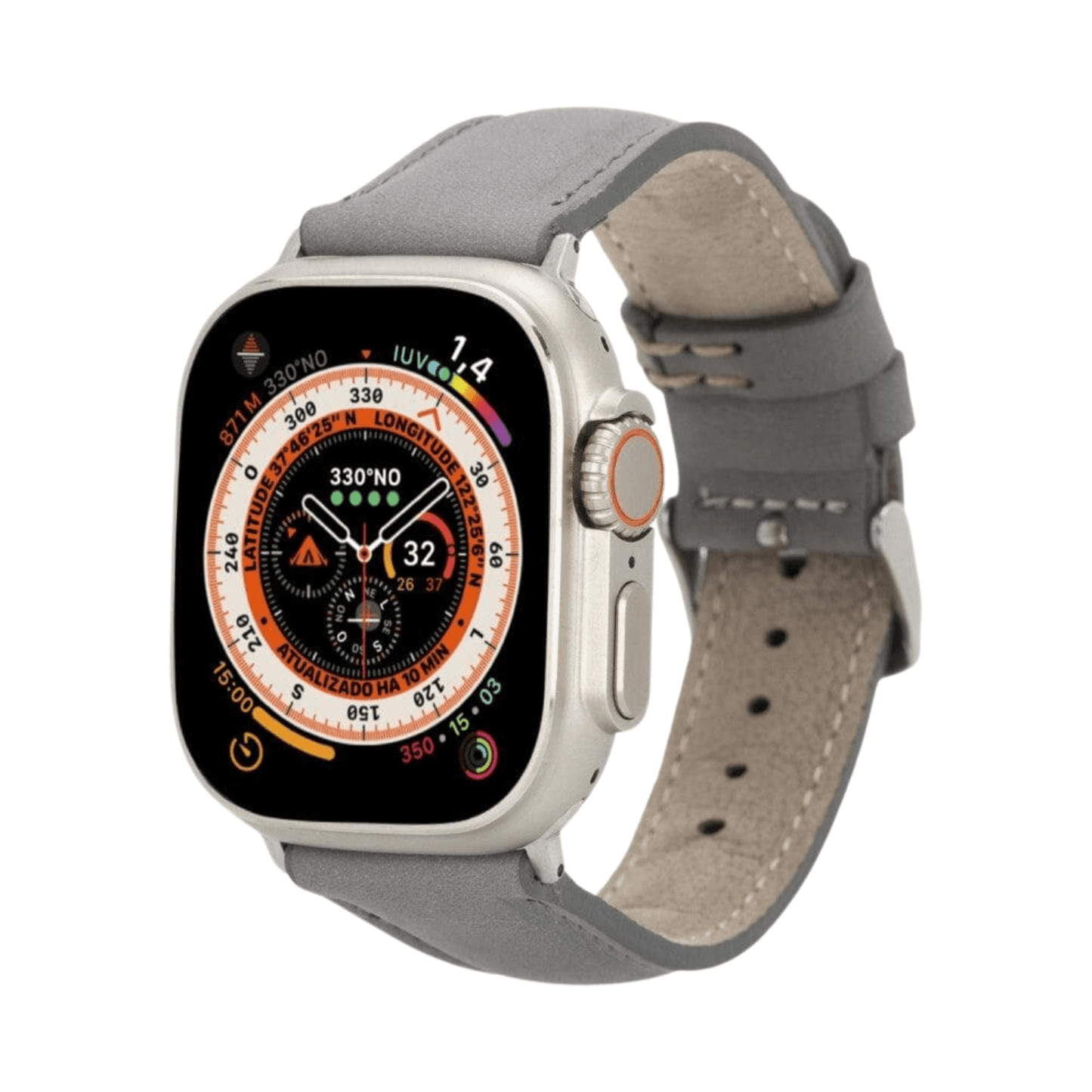 Apple Watch Grey Leather Strap - Boston
