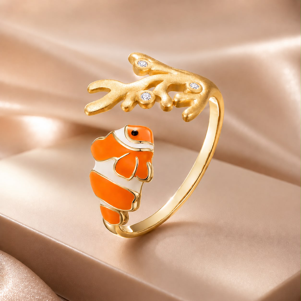 925 Sterling Silver Enamel Gold-Plated Ring for Women