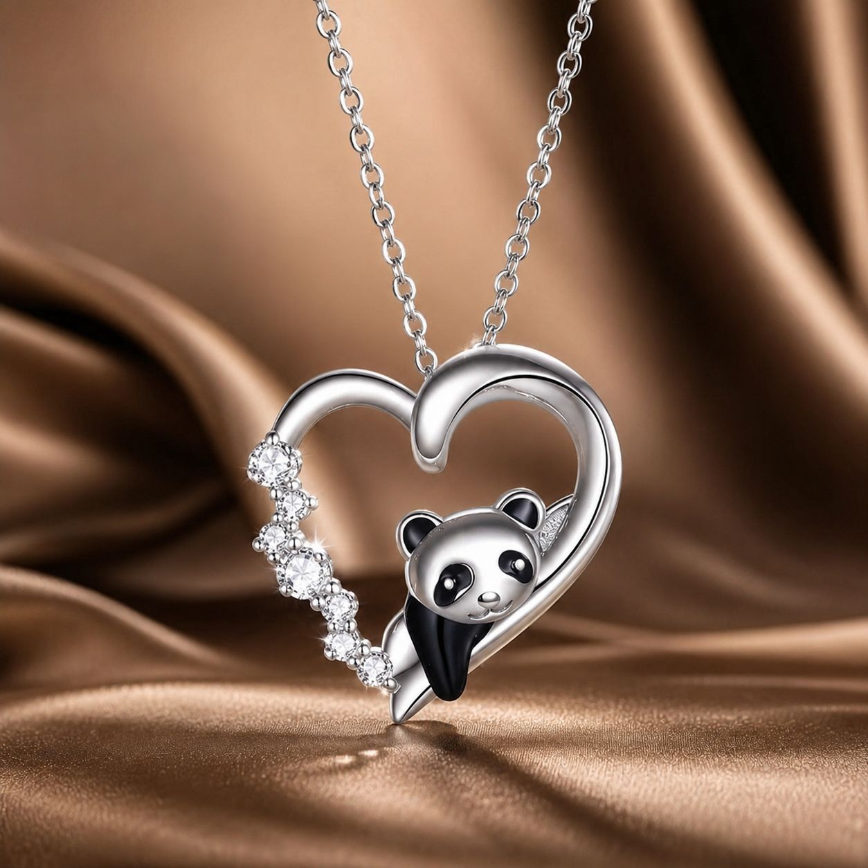 S925 Sterling Silver Adjustable Necklace with CZ and Enamel Pendant