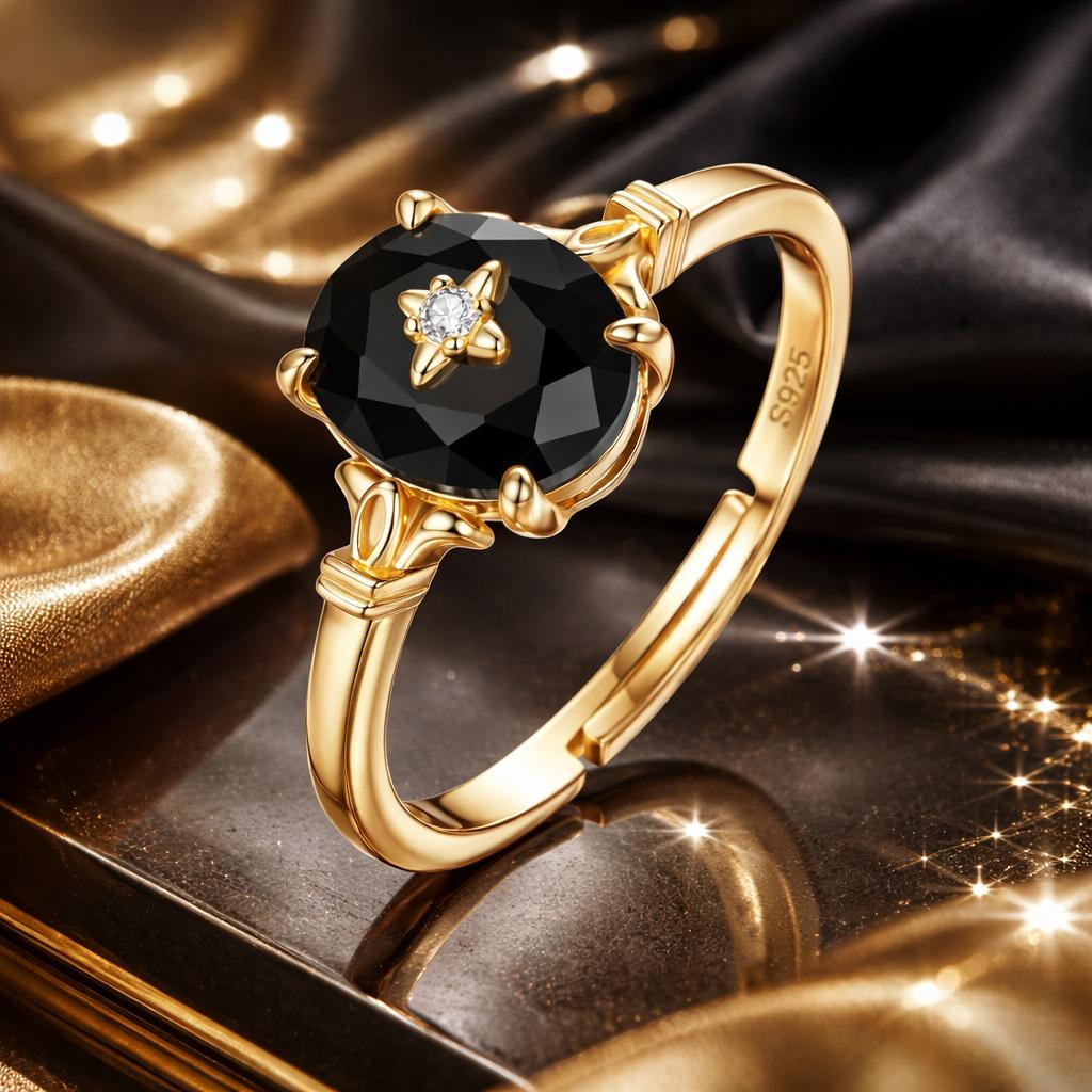 925 Sterling Silver Gold-Plated CZ Pavé Ring for Women