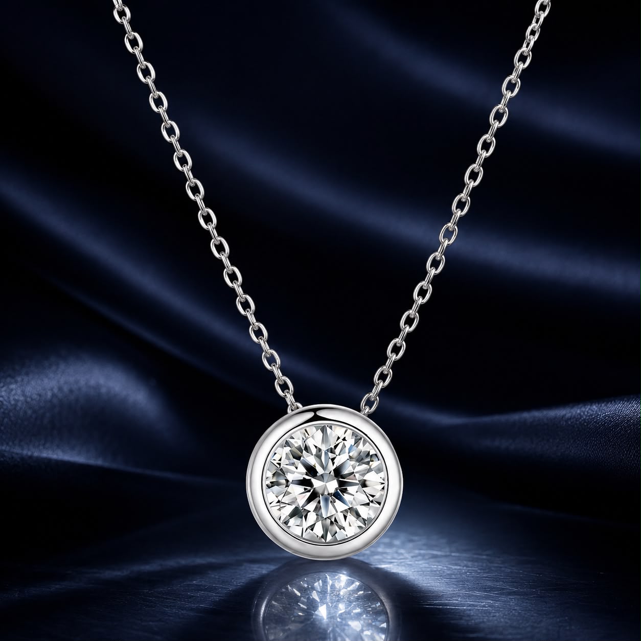 S925 Sterling Silver Moissanite Necklace 400mm with 1ct Moissanite for Women