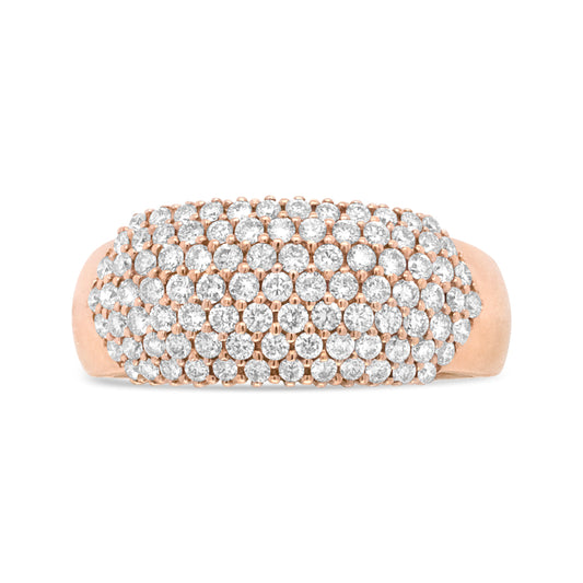 18K Rose Gold 1.00 Cttw Diamond Multi Row Dome Band Ring (F-G Color, VS1-VS2 Clarity) - Ring size 7