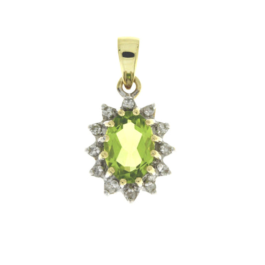 .96ct Peridot Diamond Fashion Pendants 10KT Yellow Gold