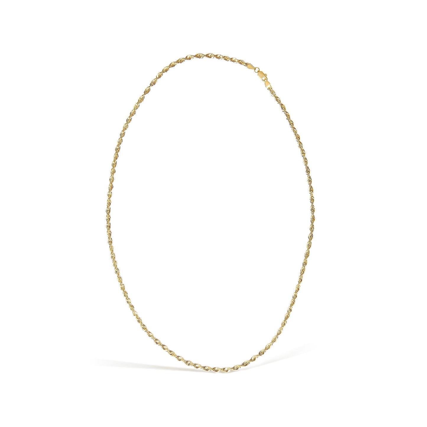 Men's Solid 10K Yellow Gold 3.2mm Light Rope Chain Necklace